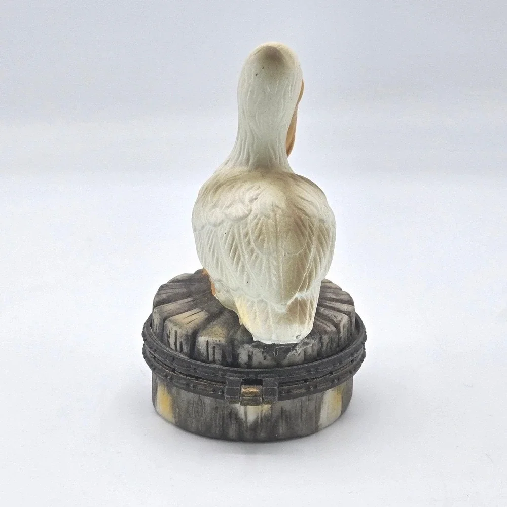 Pelican on Pier Porcelain Hinged Trinket Box -‎ Nautical Bird Keepsake 3